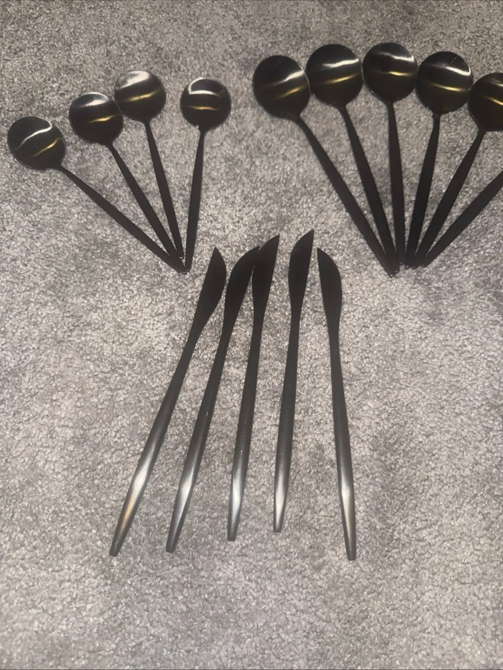 Odin Black 7 1/8 Brushed Stainless Steel Extra Heavy Weight Forged Knifes Spoons
